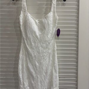 Elegant White Beaded Tank Dress